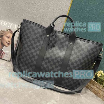 Copy L--V Black Plaid Weekend Tote Handbag 